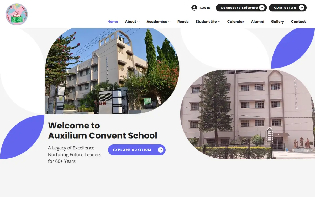Auxilium Convent School website, home page