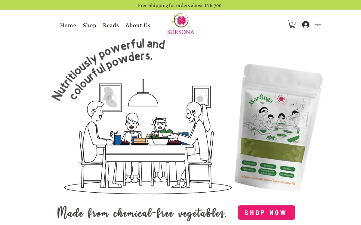 Sursona Foods website: first impression, “Sursona Powder”